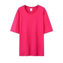 Women's Casual Printed T-Shirt, Short Sleeves, Round Neck, Spring/Summer Urban Fashion Unisex T-Shirt. WHZ8 - 火龍果紅 - 查看 12