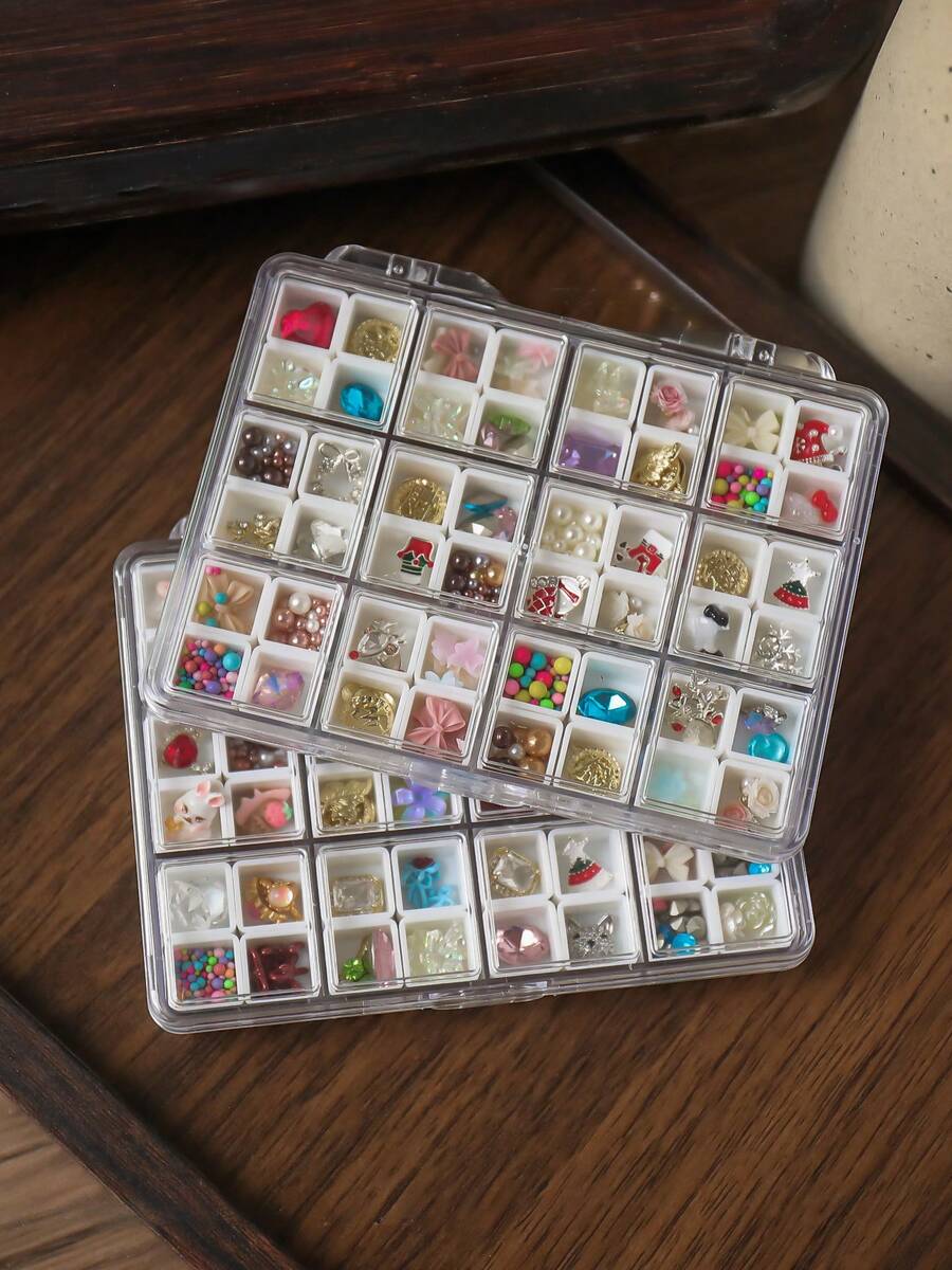 48-Grid New Nail Art Accessories Storage Box, Made Of High-Quality Transparent Acrylic, Designed For Storing Nail Art Rhinestones And Other Accessories - Multicolor - View 1