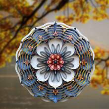 1 buah Lonceng Angin Mandala 3D - Dekorasi Taman Logam Berputar yang Cantik, Cocok untuk Estetika Halaman dan Luar Ruangan, Hadiah Natal atau Tahun Baru yang Sempurna, Tidak Membutuhkan Baterai (Liontin Tidak Termasuk), Gaya Acak - A - View 10