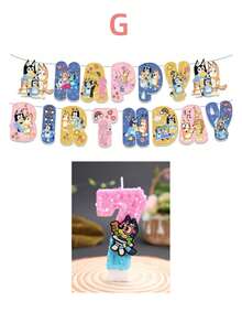 Velas con números de dos colores, azul y rosa, así como decoraciones temáticas como sets de banderines, recuerdos de fiesta, decoraciones y arreglos para fiestas de cumpleaños, decoraciones de velas para aniversario y velas decorativas para pasteles - Multicolor - Ver 14