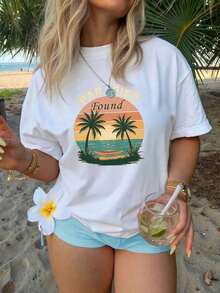 Camiseta de mujer estampada de manga corta para verano, tela de poliéster, estilo multifuncional, corte regular, peso 180 gramos, 1 unidad. - Blanco - Ver 8