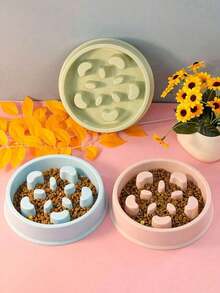 Portable Plastic Slow Feeder Eat Slow Cat Dog Bowl Puppy Kitten Feeding Food Dish Pets Slowly Puzzle Feeders Anti Choke Bowl - Nhiều màu - Xem 3