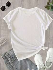 Camiseta con Estampado Gráfico para Mujer - I&Apos; Camiseta Casual de Manga Corta con Cuello Redondo y Diseño de Figura de Palitos y Ondas, para Primavera y Verano, Camiseta Blanca Lavable, Camisetas para Mujer, Camiseta con Diseño Divertido, Camiseta de Ajuste Cómodo - Camiseta Unisex de Algodón Suelto de Manga Corta y Cuello Redondo, Estilo Urbano Vintage - Blanco - Ver 2