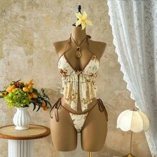 2026 New And Sexy Floral Sequin Two-Piece Swimsuit For Beach Vacation - 407-2咖色花 - 查看 1