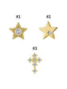 1pc 925 Sterling Silver Star Earrings For Women, 2022 New Design, Delicate & Minimalist, Elegant. Best Gift For Girlfriend, Mother, And Sister. - Single Earring - View 2
