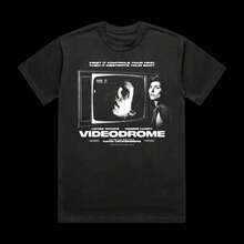 Camiseta con temática de "El asesinato de la cinta de vídeo", camiseta estampada de manga corta, unisex, apta para todas las estaciones, camiseta informal negra de cuello redondo para mujer. - Negro - Ver 2