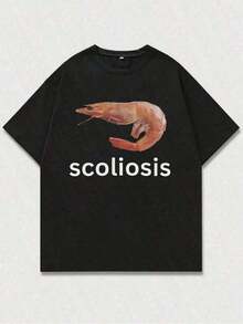 Camiseta Con Imagen De CamaróN Y Letra Scoliosis,Camiseta Casual De Cuello Redondo Y Manga Corta Con Estampado,Adecuada Para Uso Diario En Primavera Y Verano,Unisex,Playeras De Hombre,Camisas De Hombre,Ropa De Hombre,Playera De Hombre,Camisas Para Hombre,Playera Hombre,Playera Manga ,Larga Hombre,Gym,Playeras De Mujer,Ropa Para Hombre,Playeras Para Hombre,Hombre Ropa,Ropa Hombre,Oversize Hombre,Crop Top Hombre,Streetwear,Y2K Ropa Hombre - Negro - Ver 7