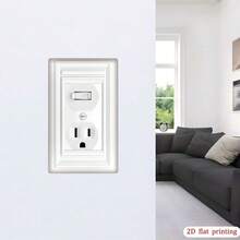 1 pieza [Impresión plana 2D] Marco en relieve Panel de interruptor blanco puro, Placa de cubierta de enchufe universal de múltiples especificaciones, Cubierta protectora de interruptor de pared de decoración del hogar minimalista - B - Ver 3
