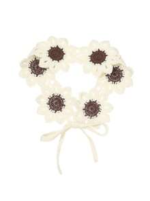 1pc Minimalist Versatile White Floral Knit Headband/Bandana Summer Hair Accessories - White - View 3