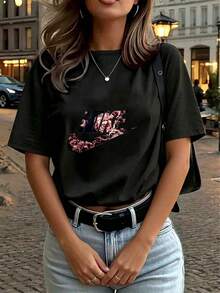 Women T-Shirts - Black - View 4
