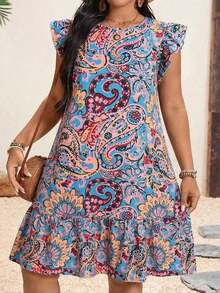 Vestido Casual de Vacaciones para Mujer de Talla Grande con Estampado Paisley y Manga Corta Offfg Holidaya - Multicolor 3 - Ver 12