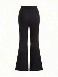 Pantalones acampanados de unicolor, de ajuste simple y ceñido para mujer - Negro - Ver 2