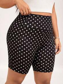 Pantalones cortos deportivos de cintura alta básicos y casuales para mujer de talla grande en color negro, con bolsillo, adecuados para entrenamiento de verano y ropa deportiva - Negro 4 - Ver 3