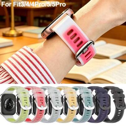 1条精美女士糖果色表带，兼容华为Watch 3/4 Pro/5 Pro，柔软硅胶材质，水果色替换表带，运动透气，适合3/4/5代手表，透明双色可选