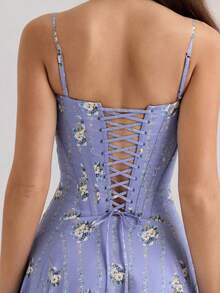 Strapless Printed Dress New Arrival Elegant And Slim Style - Light Blue - View 4