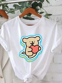 One Piece Of A Modern White Women's T-Shirt With A Cute Maltese Print To Make Your Everyday Outfit More Interesting. 180g 100% Cotton. - 白 - 查看 1
