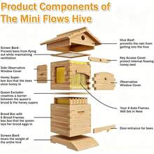 Automatic Self-Flow Hive Beehive Kit With Honey Spout And Observation Window, Full Wooden Beehive Box Set For Hobbyist Beekeepers,Backyard Gardens - 預設 - 查看 3