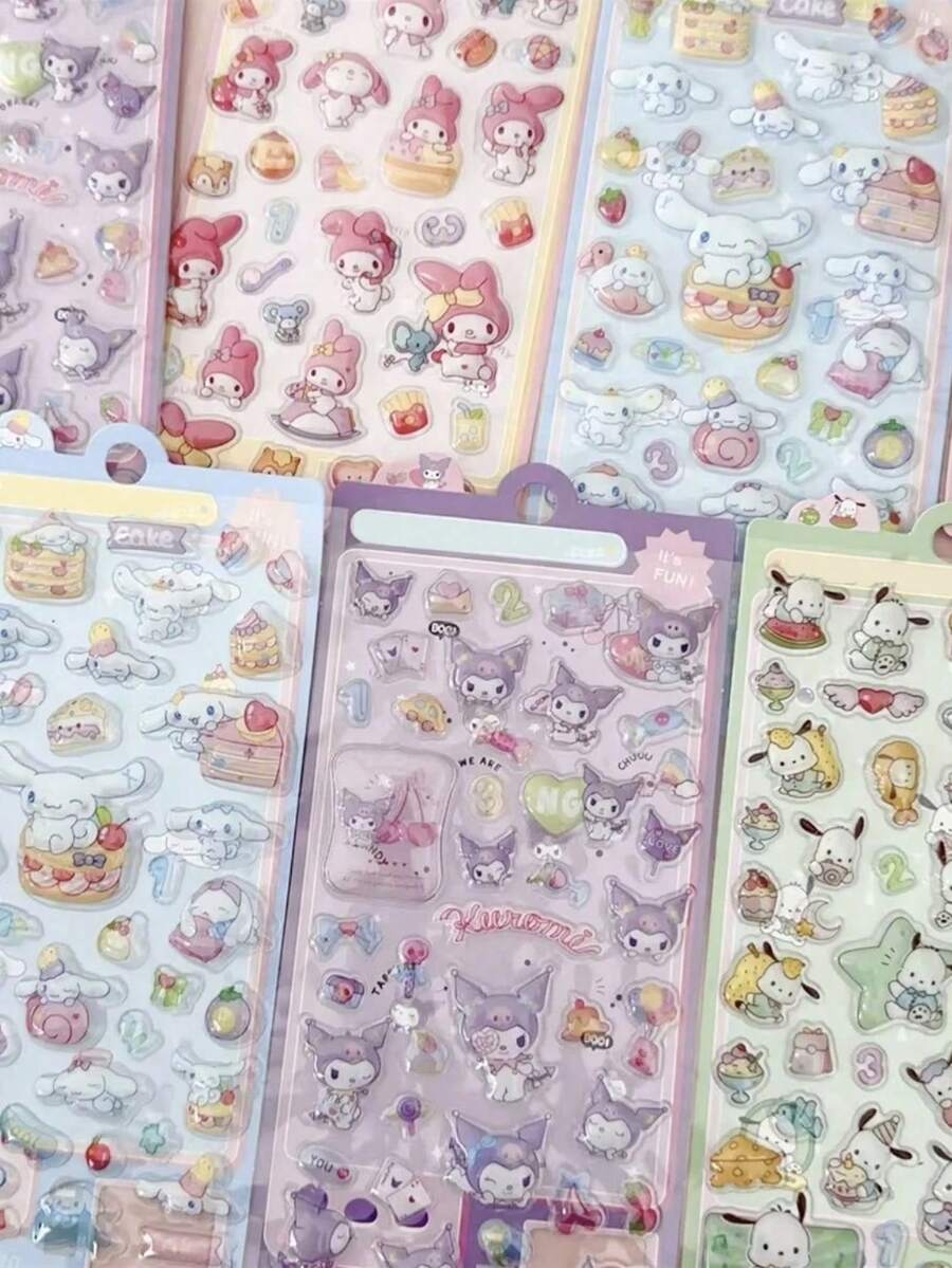 3D Cube Stickers, Cute Cartoon Embossed Stickers, Scrapbooking Decorations, Sealing Stickers, Kids Fun Stickers, Tile Stickers, Cartoon Anime Gifts, Kids Stickers, Cubic Holiday Party Birthday Graduation Christmas Thanksgiving Gifts, Random Cute 3D Dot Stickers, Cute Cartoon Animal Design Kids Gifts, Soft Toys, Stress Relief, DIY Phone Case Decor, Removable Reusable, Some Designs May Have Color Difference - Multicolor - View 1