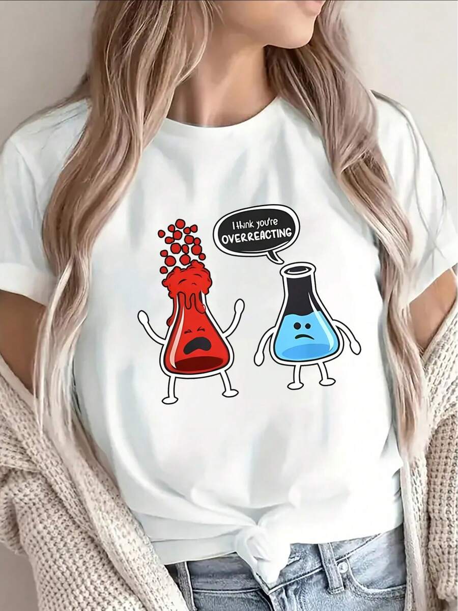 Una camiseta negra de manga corta, ligera y duradera, con un divertido diseño de laboratorio de química, perfecta para que los entusiastas de la ciencia la usen en ambientes informales, adecuada para el uso diario en casa o en la oficina. - Blanco - Ver 1