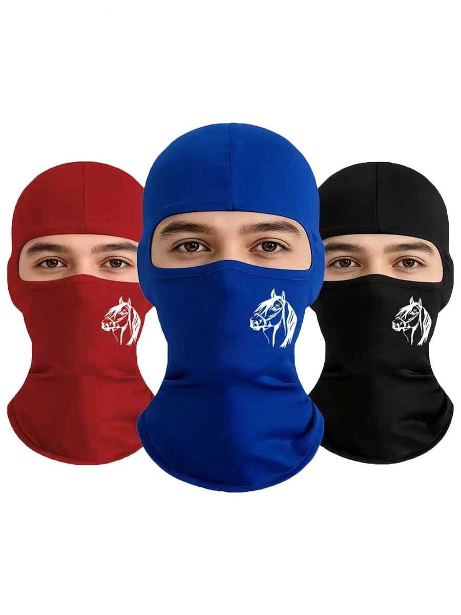 1pc/2pcs Unisex Solid Color & Printed Balaclava Ski Mask, Suitable For Daily Outings And Outdoor Activities - Multicolor - View 1