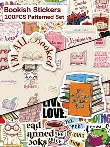 100 piezas Pegatinas de libros - Paquete de pegatinas estéticas de lectura y amantes de los libros para diarios, portátiles y botellas de agua - Pegatinas para amantes de los libros - Multicolor - Ver 10