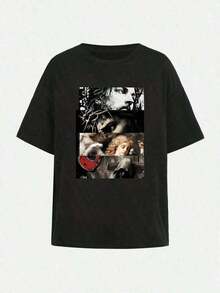 Camiseta Manfinity Dauomo Y2K Retro Big Mouth American High Street Cool Para Hombres - Negro - Ver 3