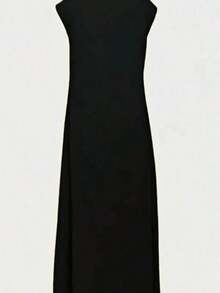 YHHVestido largo de verano elegante de color rojo sólido con botones delanteros para uso casual y de oficina para mujeresYHH - Negro - Ver 2