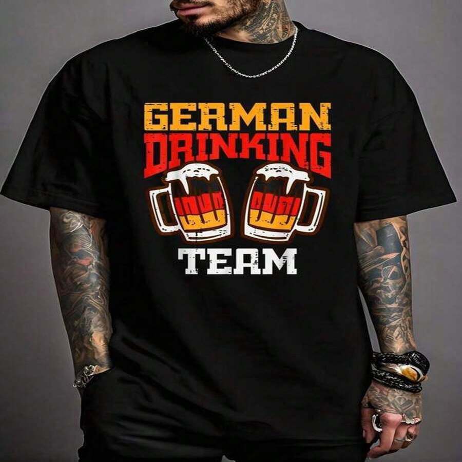 Divertidas camisetas navide?as bávaras con decoraciones especiales para el Día de la Independencia y el Día del Padre, unisex, tallas de la S a la 3XL, perfectas para el Oktoberfest de Múnich. - Negro - Ver 1
