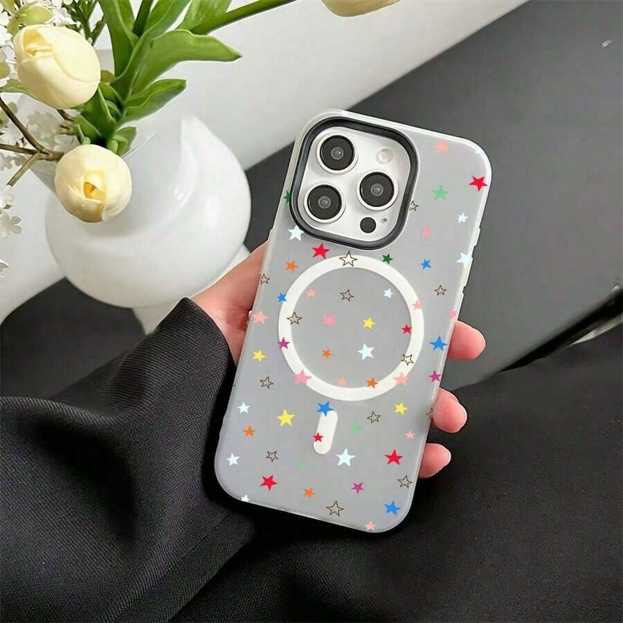 Shockproof Case Compatible With IPhone 16 Pro Max, 14, 15 Plus, Galaxy S25 Plus, Galaxy S23 Ultra, Two-In-One Magnetic Case, High Quality, Anti-Fall, Cute Design, The Best Gift. - White - View 1