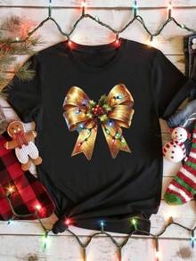 1pc Camisetas para mujer,Camisetas Para Hombre,cuello redondo,estilo urbano juvenil,estilo streetwear,diseño de moda callejera,ideal para uso informal diario - Negro - Ver 1