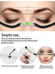2 piezas Regla bordada para cejas con diseño horizontal, regla de nivel de arco y flecha para tatuajes, herramienta de diseño de forma de cejas niveladora, plantilla de peinado de cejas, herramienta de dibujo de cejas simétricas, regla de marcado de línea de cejas para maquillaje permanente, 1 pieza bolígrafo blanco de marcado de micro tatuaje de cejas, regla curva de nivel de tatuaje para cejas, medición de cejas, línea de tatuaje pre-entintada PMU negra para medición de cejas 1 pieza - Multicolor - Ver 5