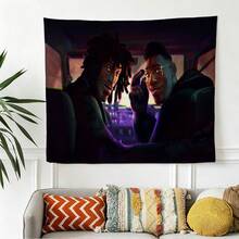 1 tapiz artístico de S pider-Verse Miles Morales y Hobie Brown - Decoración de pared de la Hermandad de Superhéroes para sala de estar, dormitorio o residencia estudiantil - Fondo genial para fiestas de cumpleaños de fanáticos de las películas, decoración para el hogar y la oficina, regalo para hombres y niños - Mural de pared estilo cyberpunk - Multicolor-a - Ver 1