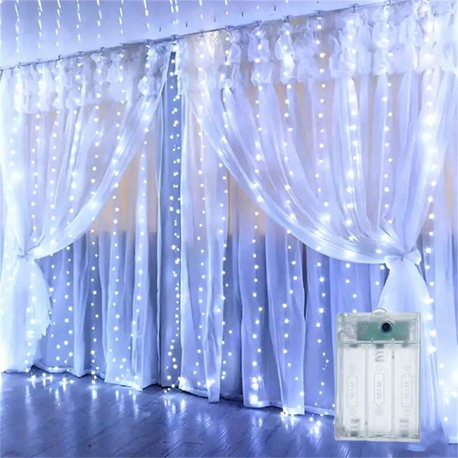 Classic Style, Holiday Fairy Tale LED Curtain String Lights, Battery Powered, Charming Ambiance Hanging Lights, Suitable For Party, Wedding, Halloween, Christmas, New Year Celebration Decoration