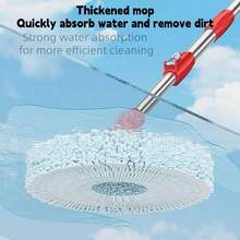 Mop Bucket Set, Rotating Mop And Bucket And Squeezer Set,360° Rotating Mop Bucket System, With 3 Microfiber Replacement Mop Heads And Stainless Steel Adjustable Handle, For Floor Cleaning. - A - 查看 8