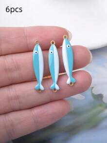 6pcs Ocean Creature Copper Double-Sided Oil-Filled Fish Charms Whale Enamel Pendant Connectors Jewelry Accessories - ClxL209-1 - View 10