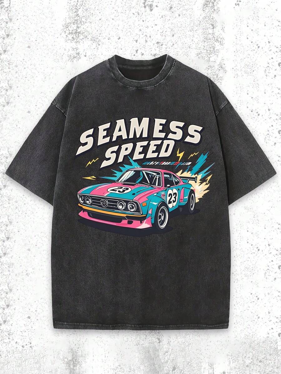 Camiseta casual vintage cómoda y lavada para mujer, camiseta de manga corta con cuello redondo,% algodón lavado y versátil para hombre, adecuada para uso diario y atuendos de, estilo unisex. - Negro - Ver 1