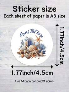 Personalized Custom Name Sticker, Custom Sea Life Round Stickers, Personalizable Starfish Shell Text Content, Featuring A Cheerful Star Design, Appropriate For Praise Notes, DIY Gift, Handmade Craft, Handwritten Style, Wedding Sticker, Gift Tag. Gift Embellishments, Diary Ornamentation, Etc. - Multicolor - View 2