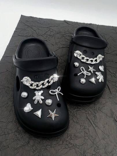 16pcs Versatile Bear & Bow Detachable Chain Shoe Clips, Multifunctional Shoe Accessories For Women's Sandals, Slippers, Beach Bags, Ideal For Holidays And Birthday Party Gifts
