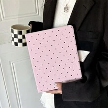 1PC Pink Polka Dot Print Tablet Case - Multi-Angle Stand Protective Cover With Pen Holder Compatible With IPad /Galaxy Tab S10+/S9/A9,Compatible With Oppo Pad,Compatible With Huawei Matepad,Compatible With Vivo Pad,Compatible With - Multicolor - View 2