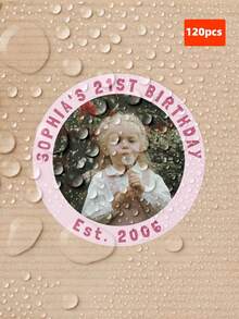 1/30/60/120pcs Personalized Birthday Photo Stickers, Custom Party Stickers For Bachelor, Groom, And Bride Party, DIY Stickers For Wedding And Family Celebrations - Multicolor - View 30