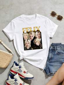 Camiseta de manga corta con cuello redondo suave y casual de verano para mujer, tops para salir, vintage, camisetas divertidas, Gen Z, tops, curvas, ropa Y2K, algodón, Italia, Grecia, curvas, tops para damas, tops lindos, camisetas gráficas, conjuntos de vacaciones para mujer, conjuntos de primavera, estilo callejero americano, casual deportivo, vestido degradado, estilo unisex, estilo casual urbano, casual, jersey, camisetas holgadas, ropa de calle retro, estilo de los 90, estilo de los 2000, subcultura, estilo europeo, top negro, tops blancos, conjuntos de fiesta de los 90. Negro - Blanco - Ver 4