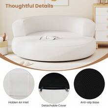 GOFLAME Blow Up Lounge Chair Inflatable Sofa For Living Room Study Bedroom Office Air Couch With Wide Armrests - White - View 7