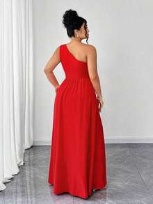Vestido de mujer de talla grande con volantes, tirantes de espagueti y unicolor, adecuado para volver al colegio, graduación, San Valentín, festival de música, Día de la Madre, Halloween, Acción de Gracias, Pascua, Baile de graduación, cita, tempo - Rojo - Ver 2
