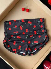 Mallas cortas de esqueleto de Halloween con pliegues - Negro - Ver 1