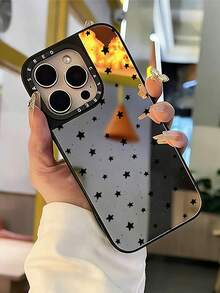 1pc Multifunctional Makeup Mirror Phone Case, Fashionable Minimalist Dotted Star Design Phone Case Compatible With Apple 14/13/12 Series Pro Max, Shockproof Protective Cover, Personalized Creative Case For Men And Women, Compatible With IPhone 15/15Plus/15Pro/15ProMax/17/17Pro/17ProMax/AIR - Multicolor - View 4