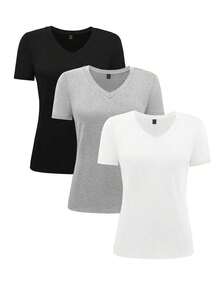 Camiseta de cuello redondo casual de mujer con bordado de animal caballo - Multicolor 2 - Ver 3