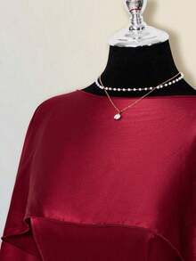 ICON Vestido mini ajustado de satén con volante asimétrico en el bajo, vestido formal de fiesta con espalda descubierta y silueta de línea A para mujer - Burdeos - Ver 5