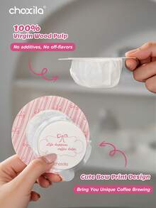 choxila 20pcs UFO Shaped Disposable Coffee Filters, Single-Serve Pour Over Coffee Filters With Cute Print, Portable Filters For Home - Pink - View 3