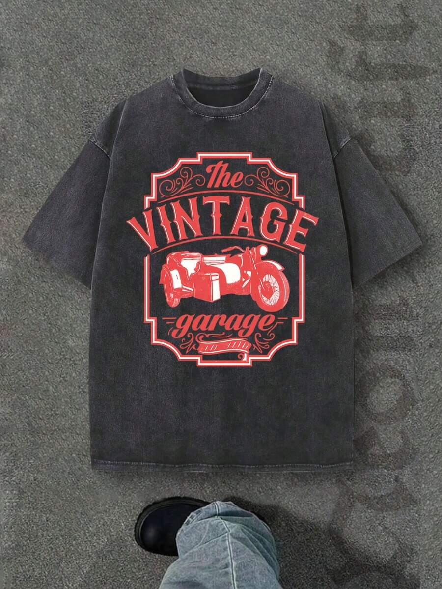Camiseta casual vintage cómoda y lavada para mujer, camiseta de manga corta con cuello redondo,% algodón lavado y versátil para hombre, adecuada para uso diario y atuendos de, estilo unisex. - Negro - Ver 1