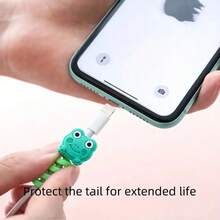 4个卡通动物造型的线缆绕线器，耳机线整理器，数据线保护和装饰，硅胶材质，防止线缆断裂 - 彩色 - 查看 8